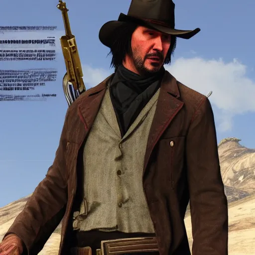 Image similar to Keanu reeves in Red dead redemption 2 4K detail