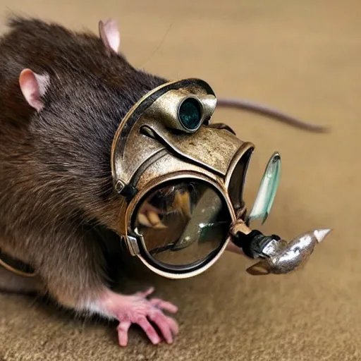 Image similar to a rat with steampunk googles, from Guild Wars