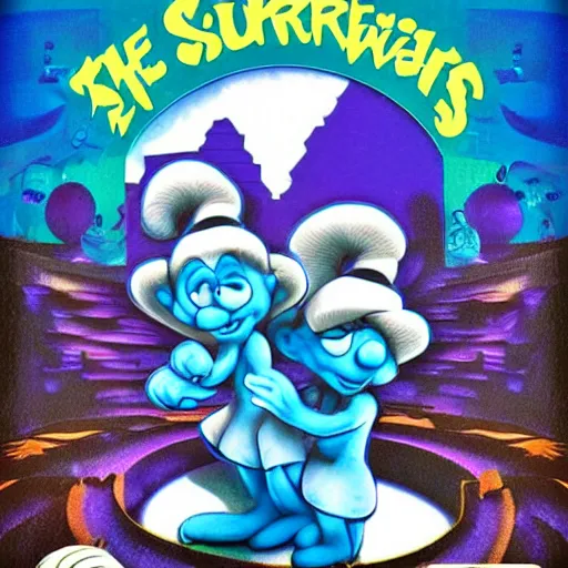 Prompt: The Smurfs acidwave