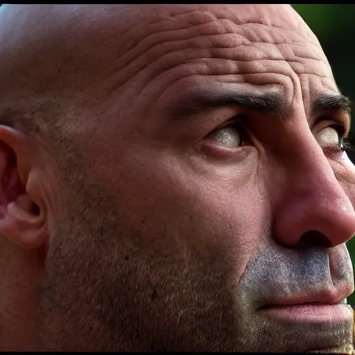 Prompt: joe rogan's face as the sun shining down on little cavemen, intricate, elegant, highly detailed, smooth, sharp focus, 4 k, 8 k uhd, realistic, great detail