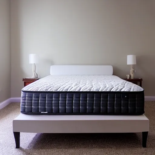 Prompt: Beautiful Photograph of a bedroom , a mattress stands against against the wall, wideshot, longshot, fullshot