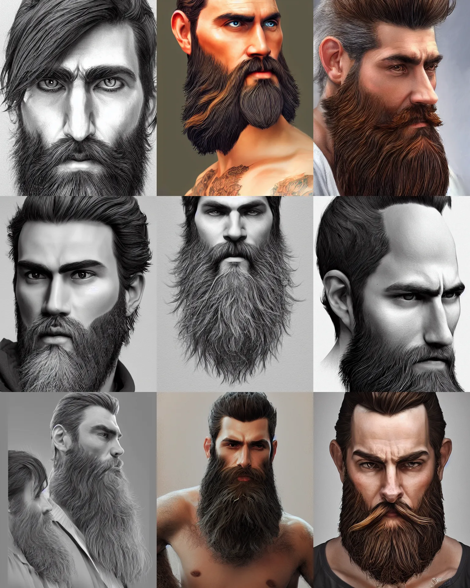 Prompt: photo of a short, broad figure with a long beard and broad face in the style of stefan kostic, realistic, sharp focus, 8k high definition, insanely detailed, intricate, elegant, art by stanley lau and artgerm