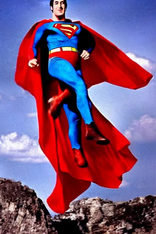 Image similar to rock hudson playing superman in 1 9 7 8, superhero movie