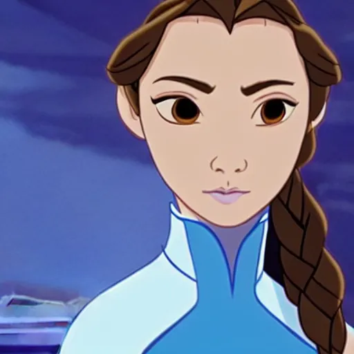 Image similar to A portrait of Katara of the Southern Water Tribe from Avatar the Last Airbender in the movie Frozen (2013), medium shot, mid-shot, hyperdetailed, 8k,