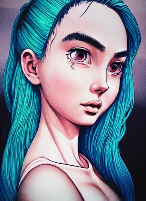 Image similar to highly detailed portrait of bulma, photographic realistic background, by jose torres, by royal jafarov, by dustin hobert, by joe fenton, by kaethe butcher, trending on instagram, award winning details