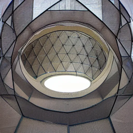 Image similar to interior squid designed dome made by organic materials.