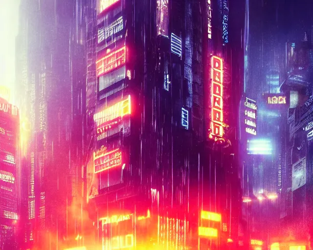 Image similar to 2 0 1 8 blade runner movie still man look at the cityscape from roof perfect face fine realistic face pretty face neon puffy