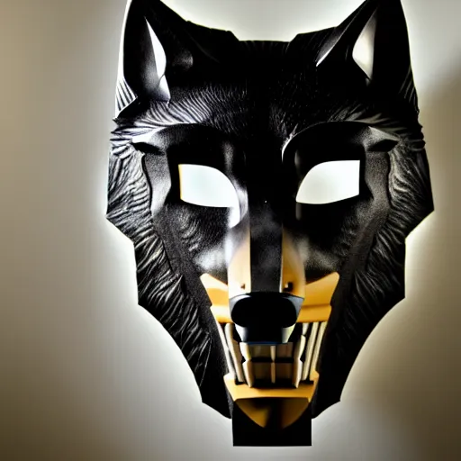 Image similar to mask of wolf, studio photo, lighting