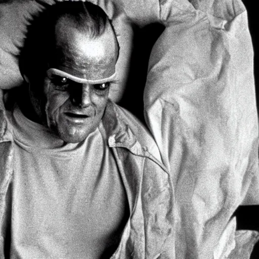 Prompt: Jack Nicholson starring as Hannibal Lecter in The Silence of the Lambs, wearing mask, cinematic frame