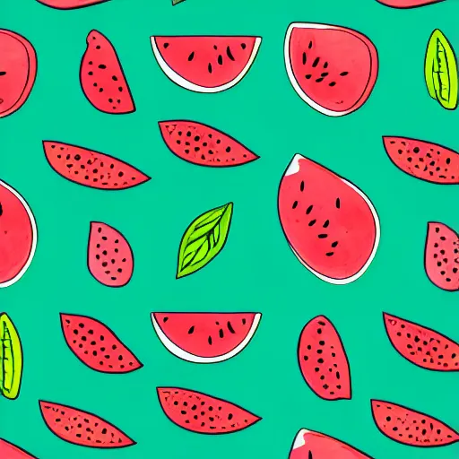 Image similar to retro, hd illustration of watermelons and lemons, mint leaves, inspired by watercolor masterpieces, matisse, colorful, happy, trending on artstation, 4 k