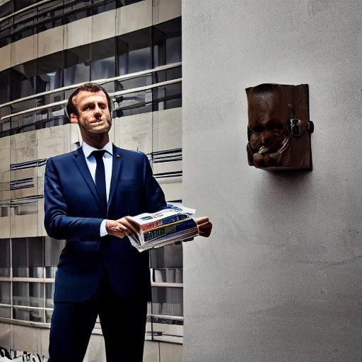 Image similar to closeup portrait of emmanuel macron stealing money from the european parliament, natural light, sharp, detailed face, magazine, press, photo, steve mccurry, david lazar, canon, nikon, focus