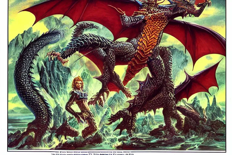 Image similar to 1979 Dragon magazine cover depicting a draconic humanoid mage in fantasy style by Larry Elmore.