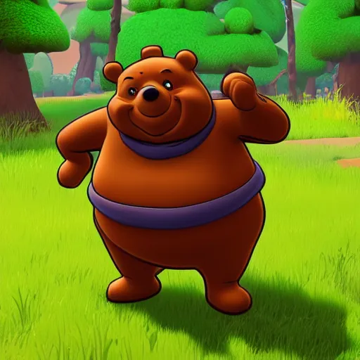 Prompt: winnie the poo as a fortnite skin