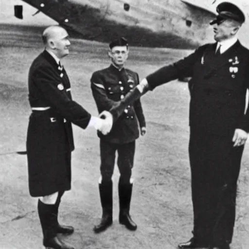 Image similar to robert lewandowski shaking hands with adolf hitler