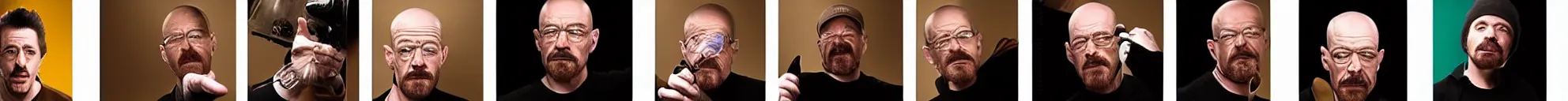 Image similar to 8 consistent frames from a video showing walter white throwing a phone