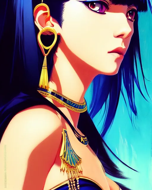 Image similar to portrait of cleopatra | | very very anime!!!, fine - face, audrey plaza, realistic shaded perfect face, fine details. anime. realistic shaded beautiful lighting poster by ilya kuvshinov katsuhiro otomo ghost - in - the - shell, magali villeneuve, artgerm, jeremy lipkin and michael garmash and rob rey