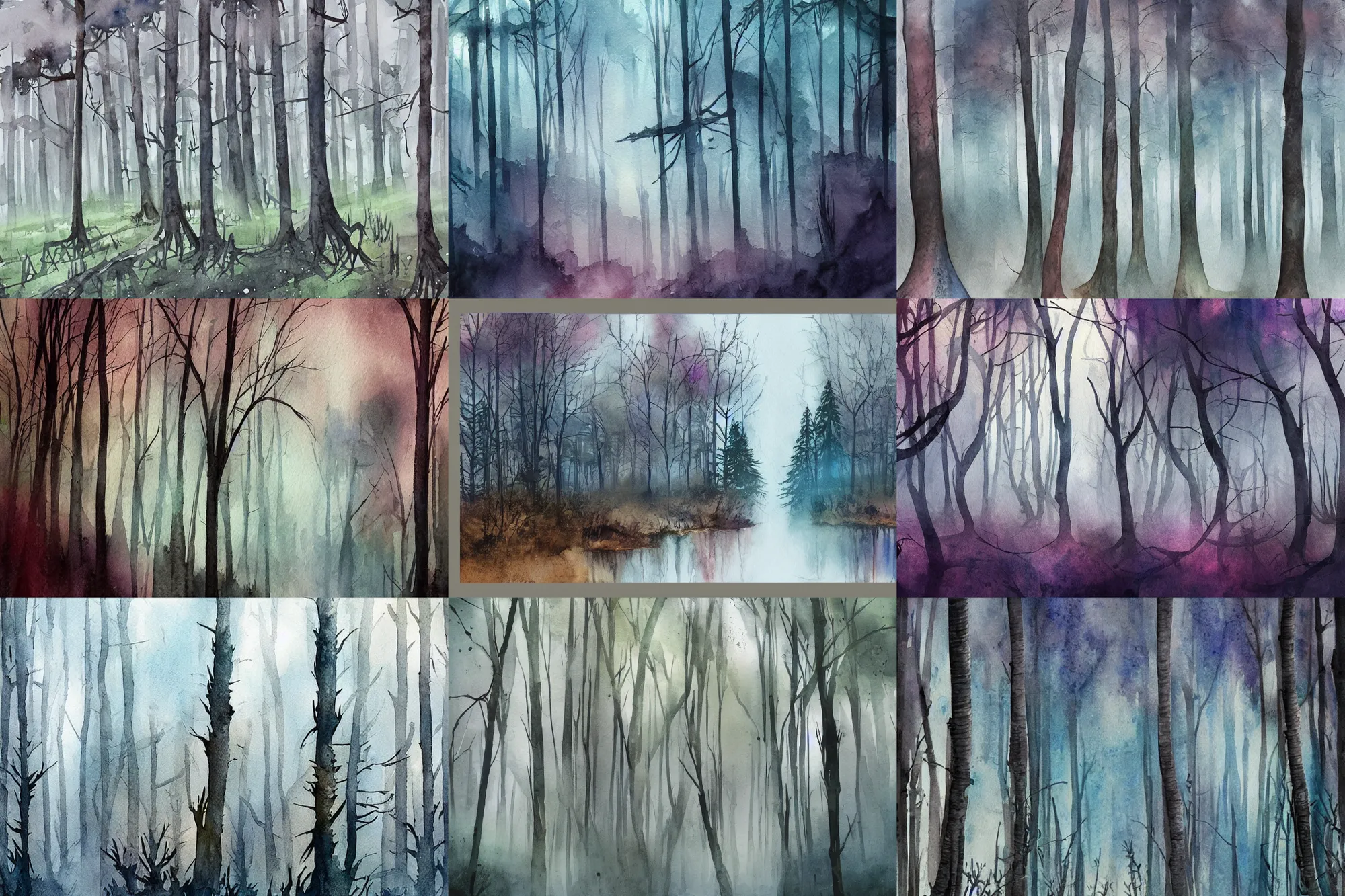 Prompt: metal forest, high quality watercolors, trending on artstation