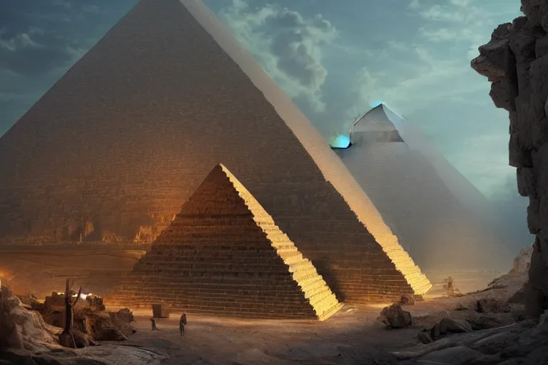 Image similar to the most amazing dream you ever had about pyramid building with forced labors, hyper realistic, ambient lighting, concept art, intricate, hyper detailed, smooth, dynamic volumetric lighting, octane, cinematic