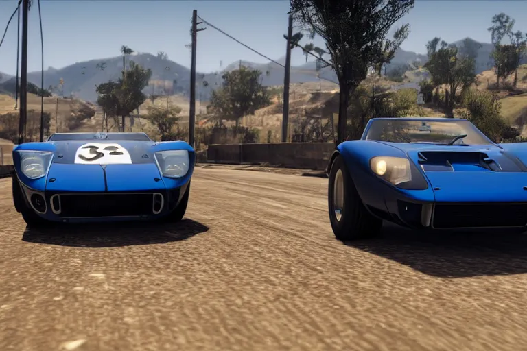 Image similar to photograph of a 1 9 2 2 ford gt 4 0, by red dead redemption 2, by grand theft auto v