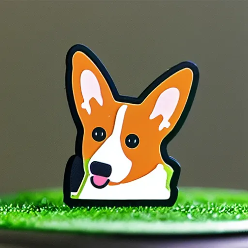 Prompt: die cut sticker of corgi golf player