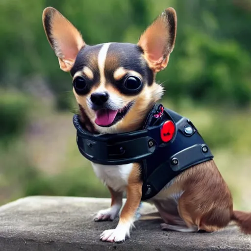 Prompt: chihuahua with modern armor and guns