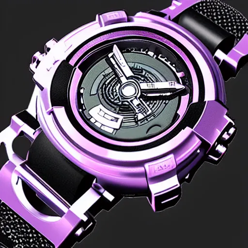 Image similar to photorealstic gshock watch cyberpunk, metaverse, fullmetal