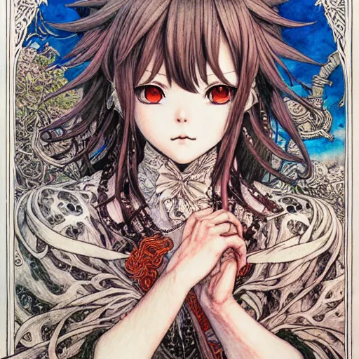 Image similar to prompt: Portrait painted in Ragnarok online style drawn by Vania Zouravliov and Takato Yamamoto, inspired by Fables, intricate acrylic gouache painting, high detail, sharp high detail, manga and anime 2000