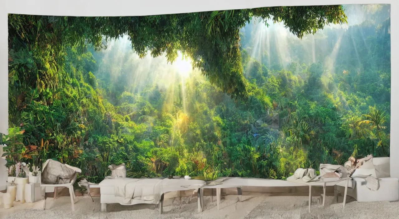 Image similar to zouk fabric wall fortress countryside jungle dirt a spectacular view cinematic rays of sunlight comic book illustration, by john kirby