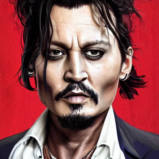 Prompt: a finely detailed exaggerated caricature illustration of johnny depp, artstation, 4k