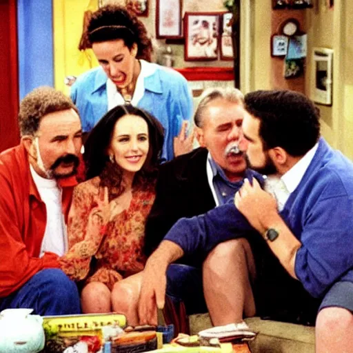 Image similar to A still of Fidel Castro in the 1990s sitcom Friends