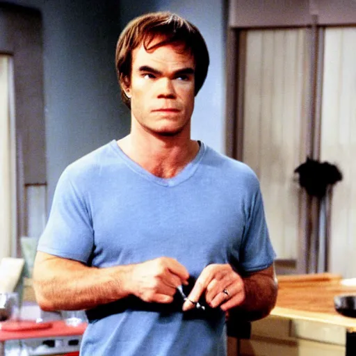 Image similar to dexter morgan on the set of golden girls 1 9 8 0 s color photo