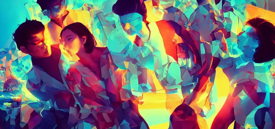 Image similar to xray photoshoot of couple hand holding, colourful vfx art, art by hsiao - ron cheng & james jean - presented as magazine collage style, volumetric light, colourful, sharp, detailed, digital painting, illustration, illustration, magazine collage, highly detailed, intricate detail, unreal engine, octae render