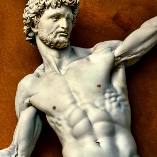 Prompt: high quality high detail painting michelangelo, david after killing giant goliath, motion blur, broad light, ambient occlusion