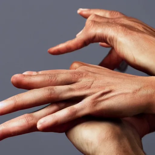 Prompt: close up of normal human hands