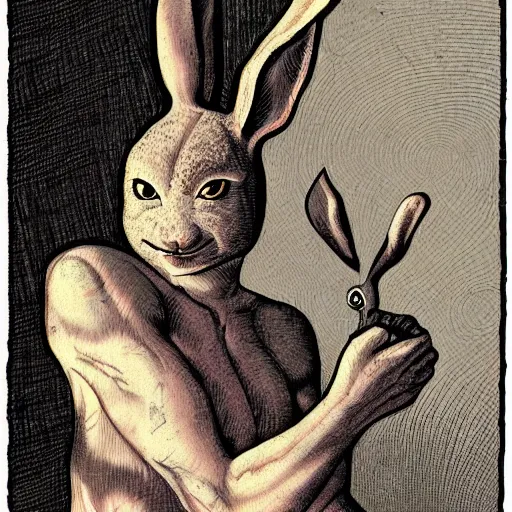 Prompt: rabbit person hybrid