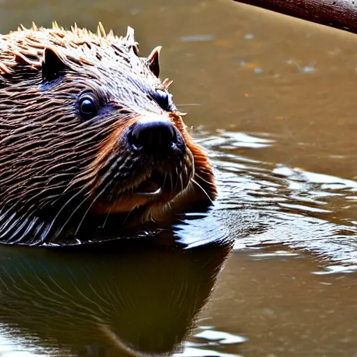 Image similar to beavers as construction builders that building empire state building from sticks