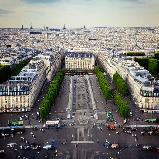 Prompt: a tilt shift picture of Paris