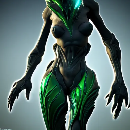 Image similar to photograph of Saryn!!!!!!!!! warframe holding skana!!!!!!!, 8k resolution, high detail, ULTRA REALISTIC VFX, reflections