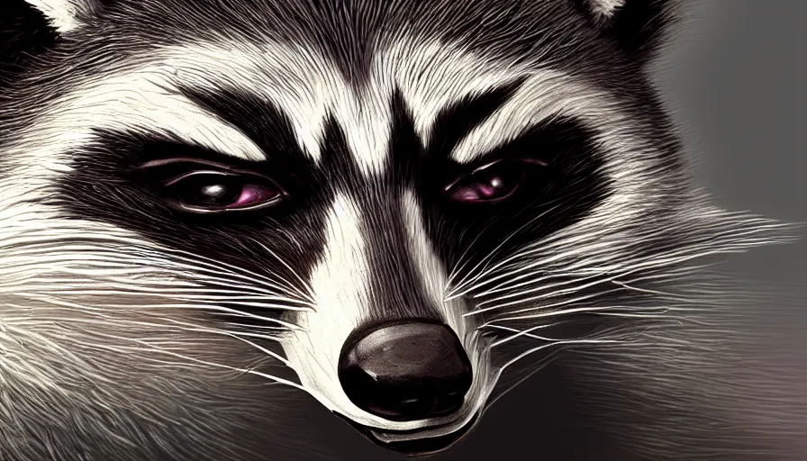 Image similar to Digital painting of Sly Raccoon, hyperdetailed, artstation, cgsociety, 8k