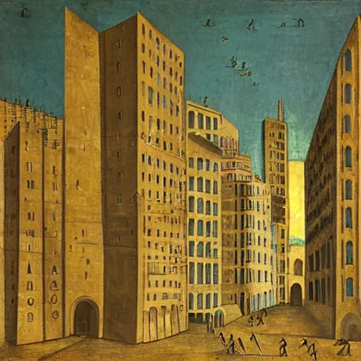 Prompt: modern city by duccio di buoninsegna