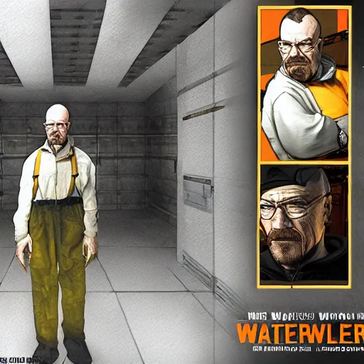 Image similar to Walter White in Half-Life 2, video game concept art