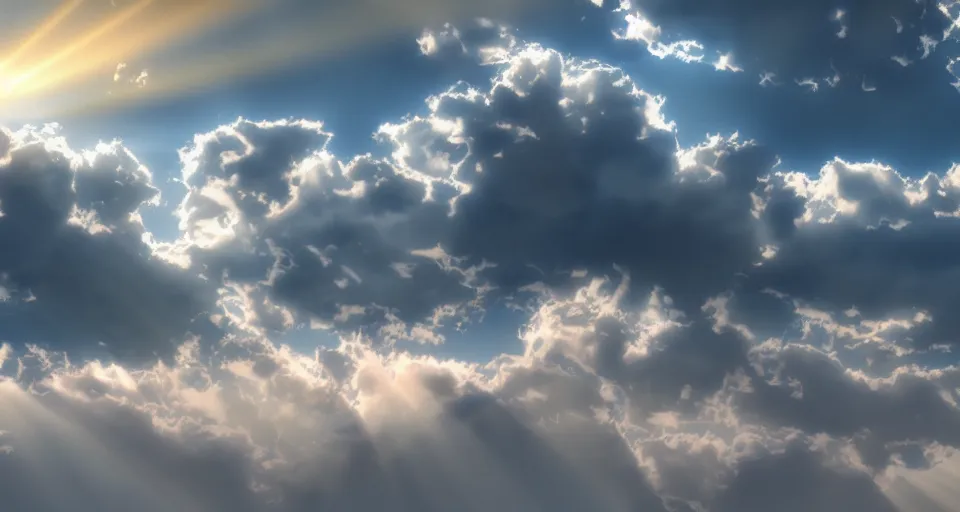 Image similar to heaven with angels floating on clouds god rays, b, trending on artstation, 8 k