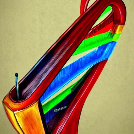 Prompt: a multi colored painted harp. artstation, masterpiece