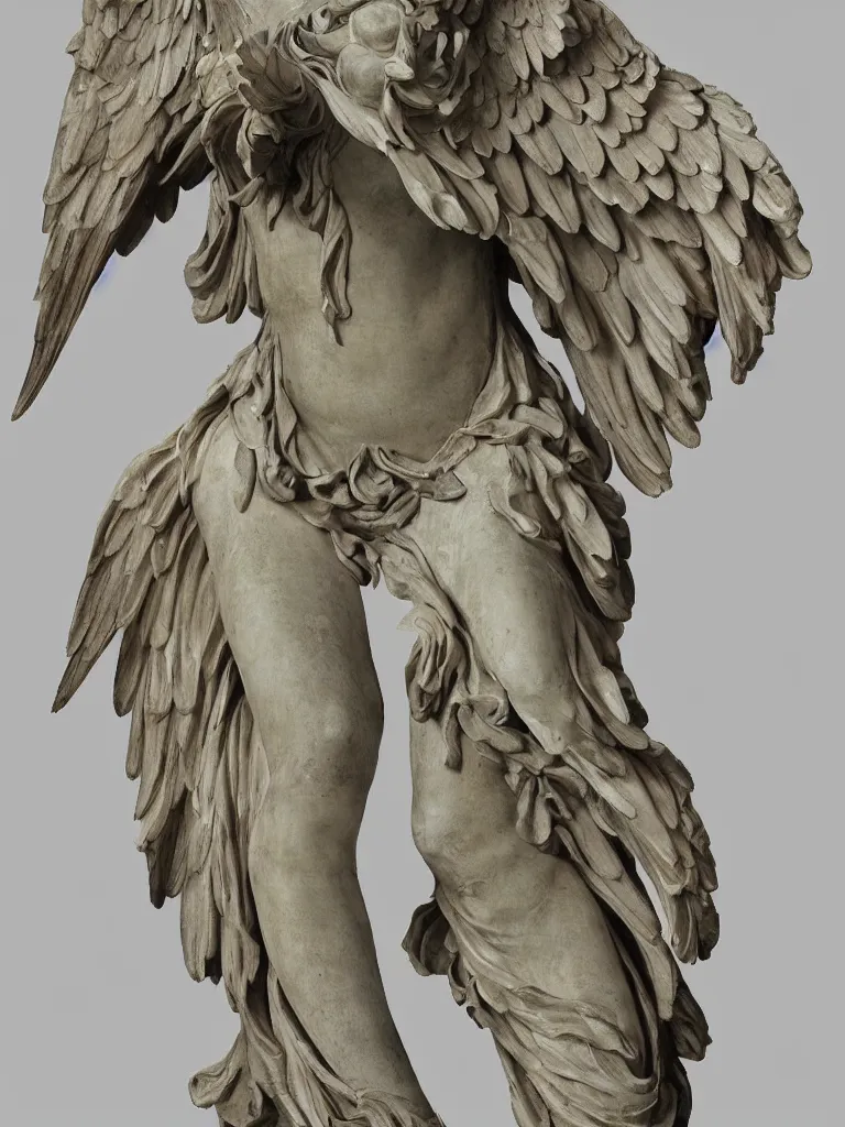 Image similar to winged victory of samothrace, japanese sculpture