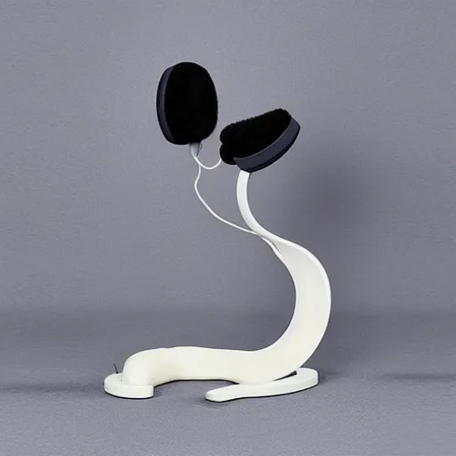 Image similar to a headphone stand in the shape of s cats tail. the base of the headphone stand is the rest of the cat