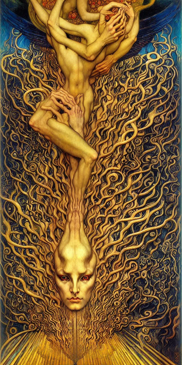 Image similar to Divine Chaos Engine by Karol Bak, Jean Delville, William Blake, Gustav Klimt, and Vincent Van Gogh, symbolist, visionary