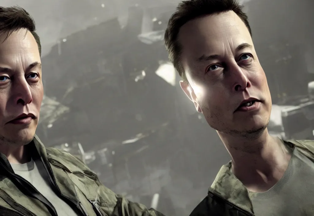 Image similar to elon musk in call of duty, elon musk in the video game call of duty, gameplay screenshot, close up, 3 d rendering. unreal engine. amazing likeness. very detailed.