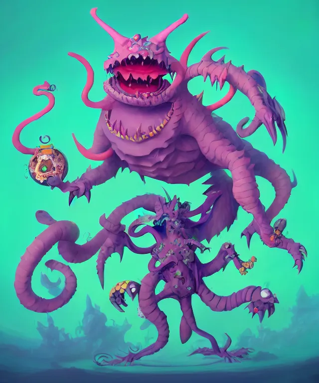 Prompt: a xanathar dnd creature in the style of digimon, adorable and whimsical, fantasy, elegant, digital painting, artstation, unreal engine, octane render, concept art, matte, sharp focus, vibrant colors, high contrast, illustration, art by james jean