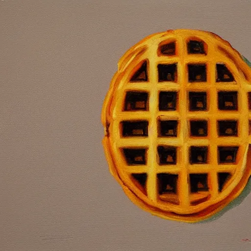 Image similar to oil painting of an eggo waffle