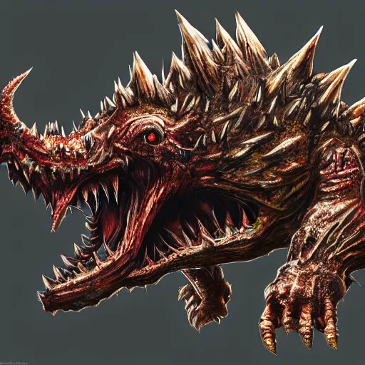 Image similar to Giga Bowser, Resident Evil virus concept art, destroyed kingdom, highly detailed, horror, scary, terrifying, horrific, hd 4k